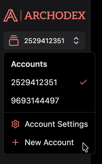 Screenshot of account switcher