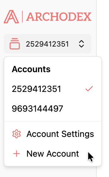 Screenshot of account switcher