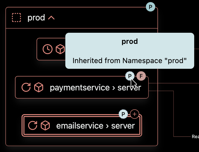 Screenshot of environment tags on resources