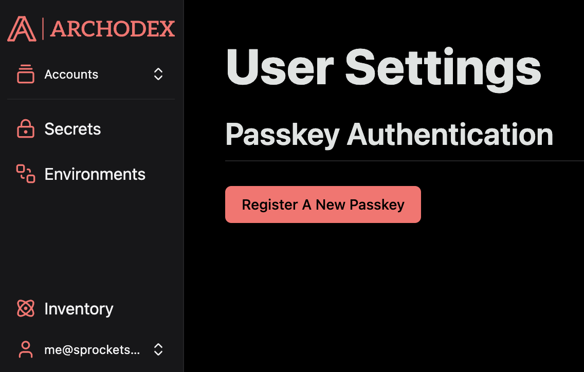 Screenshot of the Archodex Dashboard User Settings page