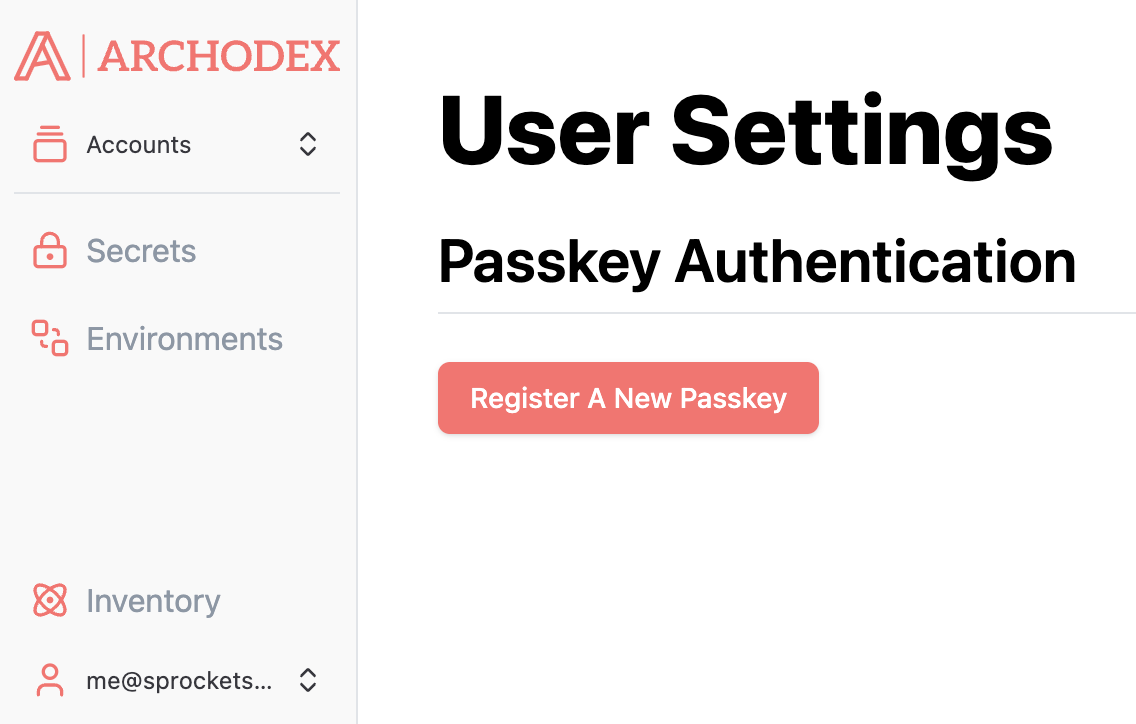 Screenshot of the Archodex Dashboard User Settings page